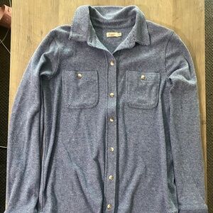 Faherty Flannel Blue Stripe Shirt X-small